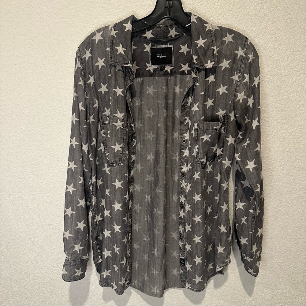 Rails Button Up Shirt with Stars in Grey - Picture 4 of 10